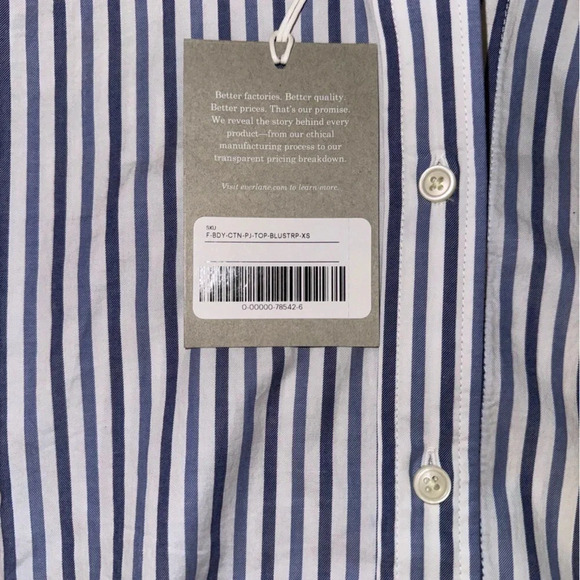 New Everlane The Woven P.J. Top Blue Stripe XS - Picture 5 of 7